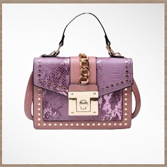 Handbags - Mauve Chain Crossbody Bag, Satchel, Clutch, Purse, Snakeskin